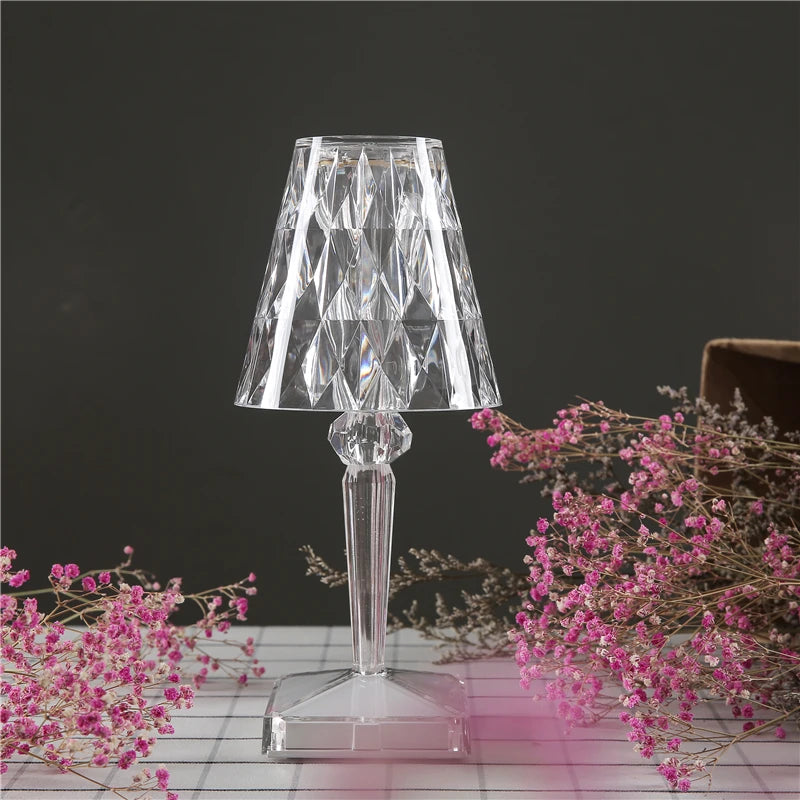 Lampe de table en cristal à commande tactile avec variateur à 3 niveaux