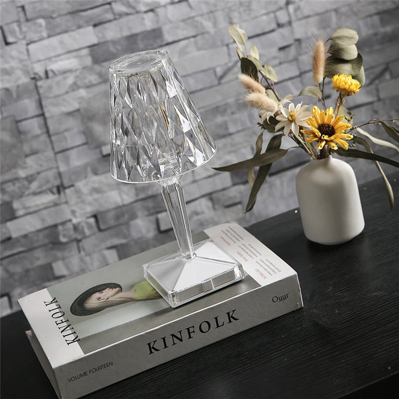 Lampe de table en cristal à commande tactile avec variateur à 3 niveaux