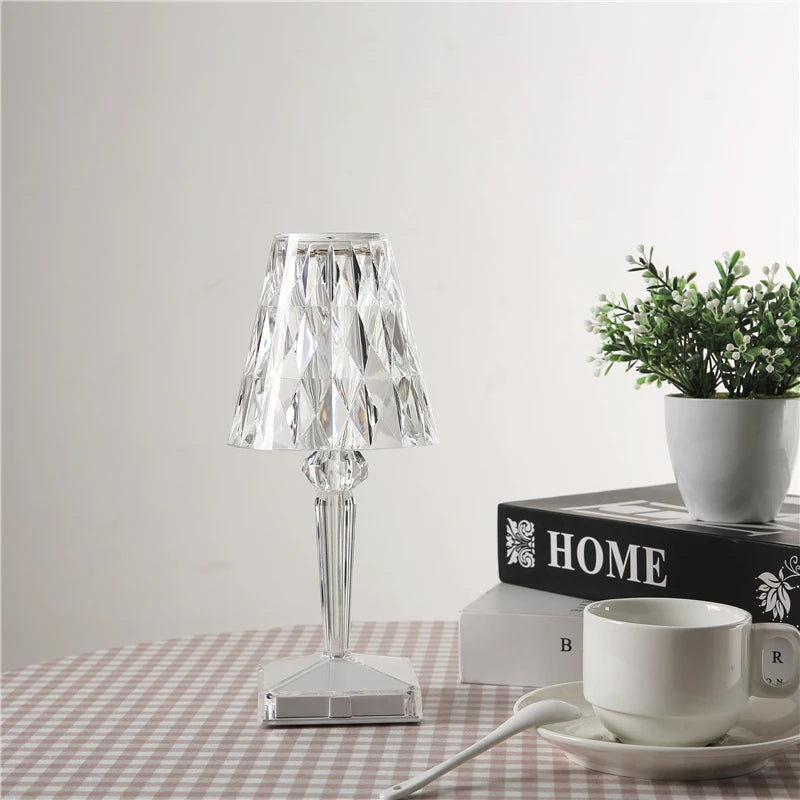 Lampe de table en cristal à commande tactile avec variateur à 3 niveaux