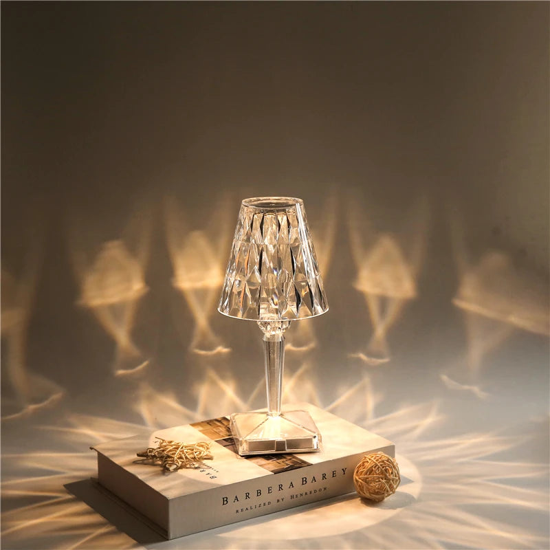 Lampe de table en cristal à commande tactile avec variateur à 3 niveaux