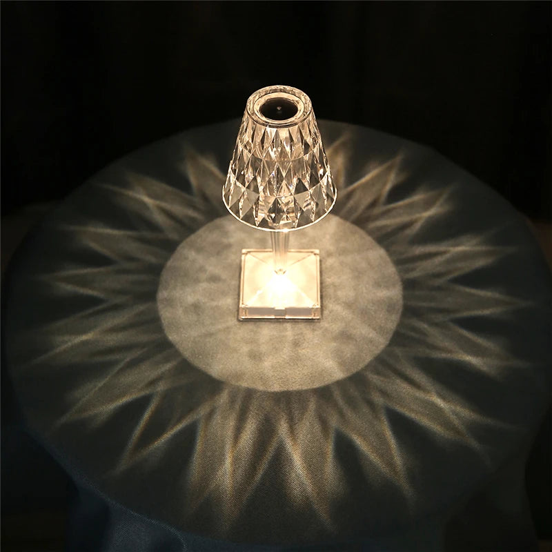 Lampe de table en cristal à commande tactile avec variateur à 3 niveaux