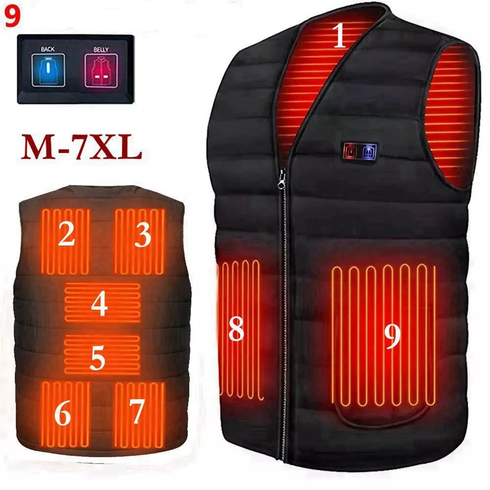 Gilet Chauffant Sans Manches Col V (Moto & Extérieur) — Protection Thermique pour Motards