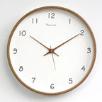 Horloge murale analogique silencieuse en bois massif