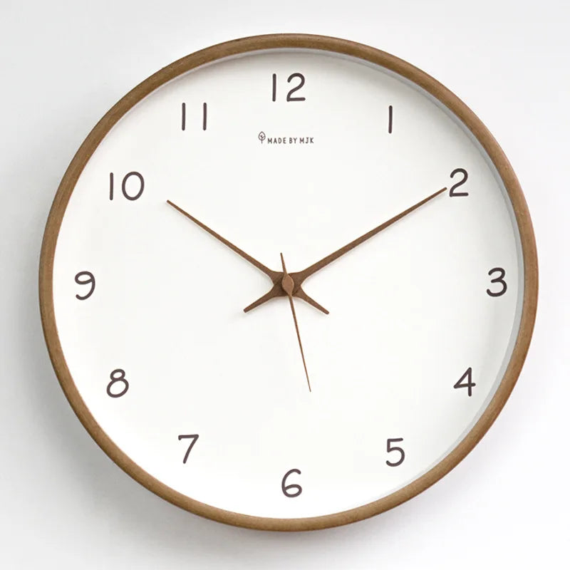 Horloge murale analogique silencieuse en bois massif