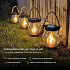 Lanterne Solaire de Jardin Effet Flamme – Lampe d'Ambiance Extérieure Étanche, Recharge Solaire