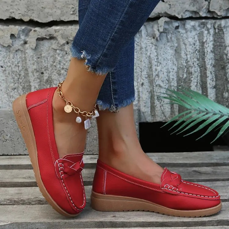 Mocassins de marche en cuir souple pour femmes