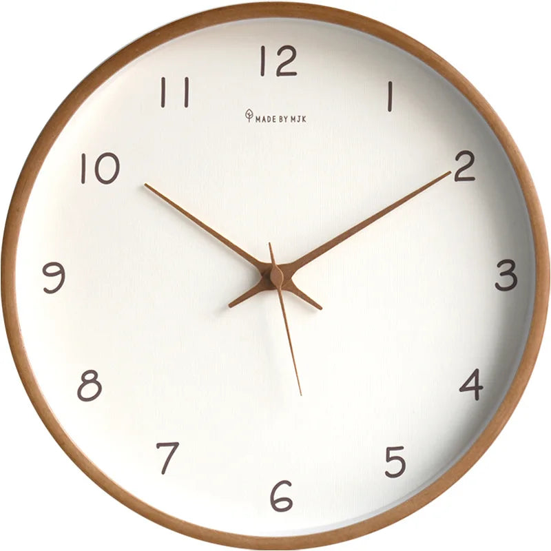 Horloge murale analogique silencieuse en bois massif