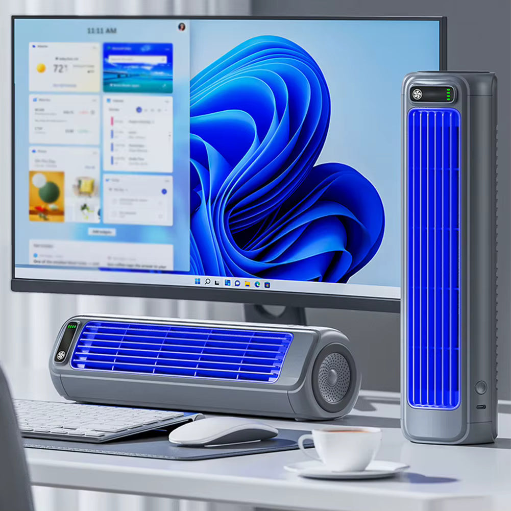 Ventilateur Compact Sans Fil 2-en-1 – Fixation Murale ou Posé avec 3 Vitesses et Mode Silencieux