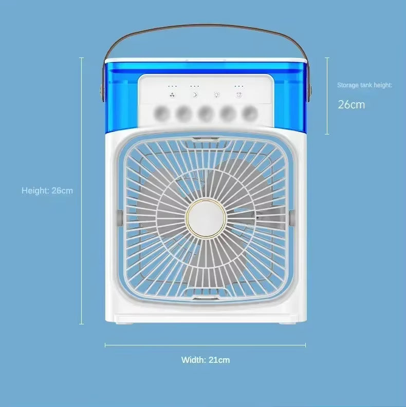 Rafraîchisseur d'Air Portable 3-en-1 avec Humidificateur et Veilleuse LED