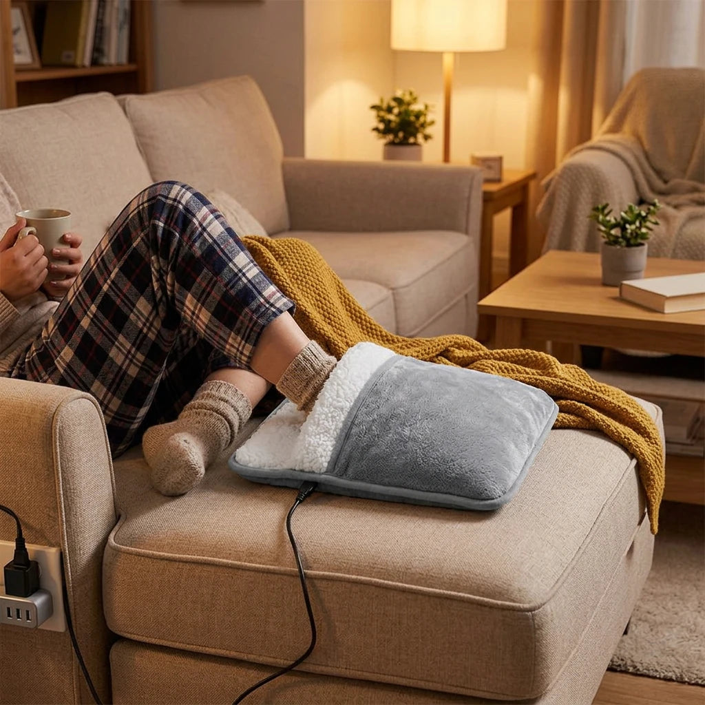 Electric Foot Warmer in Soft Flannel - USB Heating Pad Constant Temperature