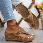 Sandales Compensées Entre-Doigt Femme- Confort Pieds Sensibles