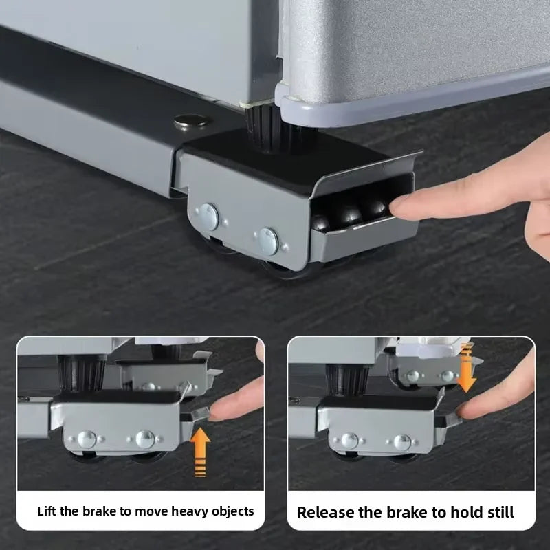 Supports Roulants Ajustables pour Électroménager (Lot de 2) — Socle Téléscopique Amovible & Antidérapant pour Machine à Laver, Réfrigérateur & Meubles