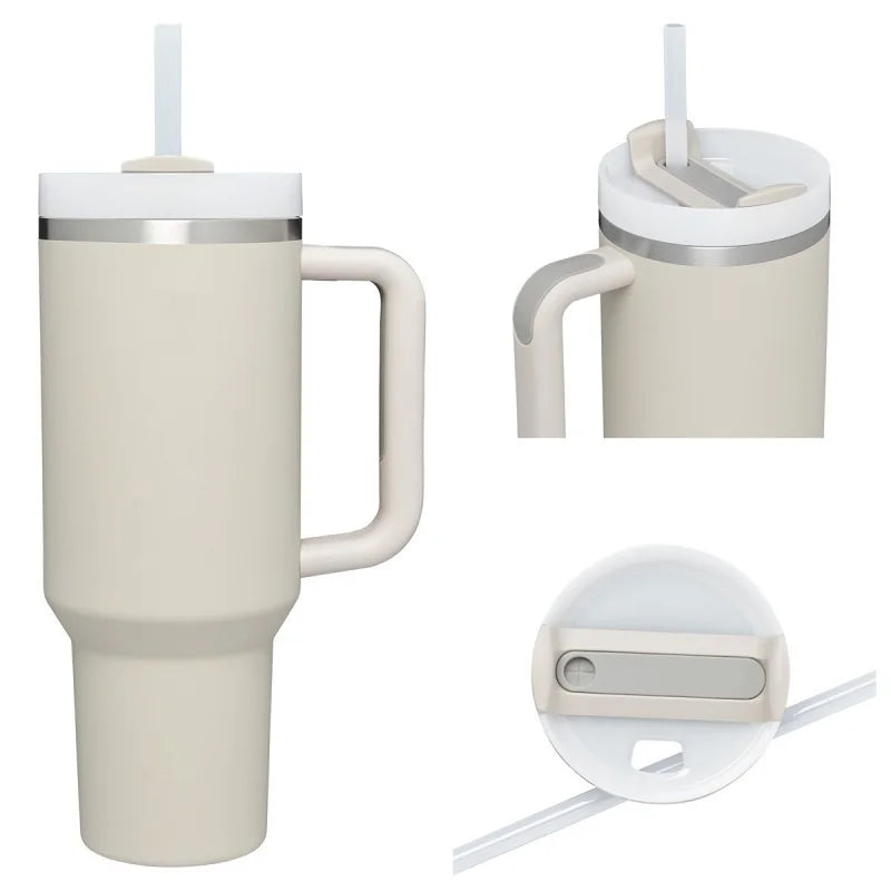 Isolierflasche 1,2 L mit Griff & Trinkhalm — 24h Heiß-/Kalthaltung & auslaufsicher