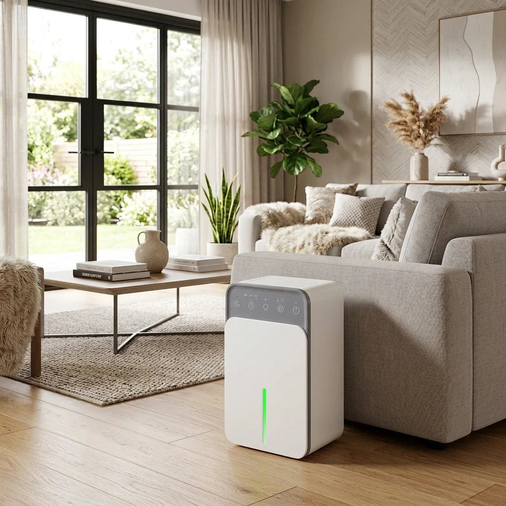 Portable Mini Dehumidifier Smart Sensing Moisture Absorber Odor Remover Reduces Dampness, Mold for Bedroom, Office Indoor Use