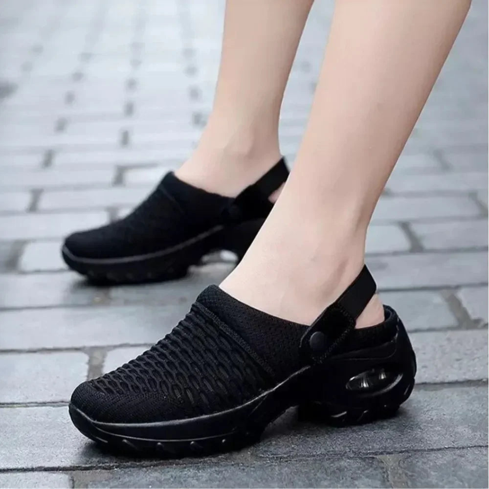 Sabots confortables pour femmes | Semelle épaisse amortissante avec coussin d'air au talon et tige en maille respirante. Modèle léger et facile à enfiler pour l'été