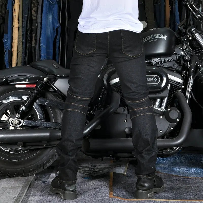🏍️ Reinforced Anti-Fall Motorcycle Jeans — Riding Pants with CE Protections (All Seasons)