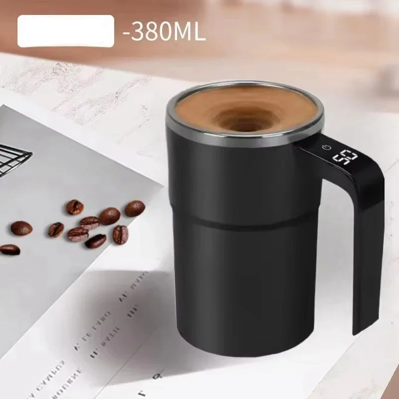 Mug à café rechargeable et auto-mélangeur – Mélangeur électrique portable en acier inoxydable avec rotation magnétique