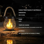 Lanterne Solaire de Jardin Effet Flamme – Lampe d'Ambiance Extérieure Étanche, Recharge Solaire