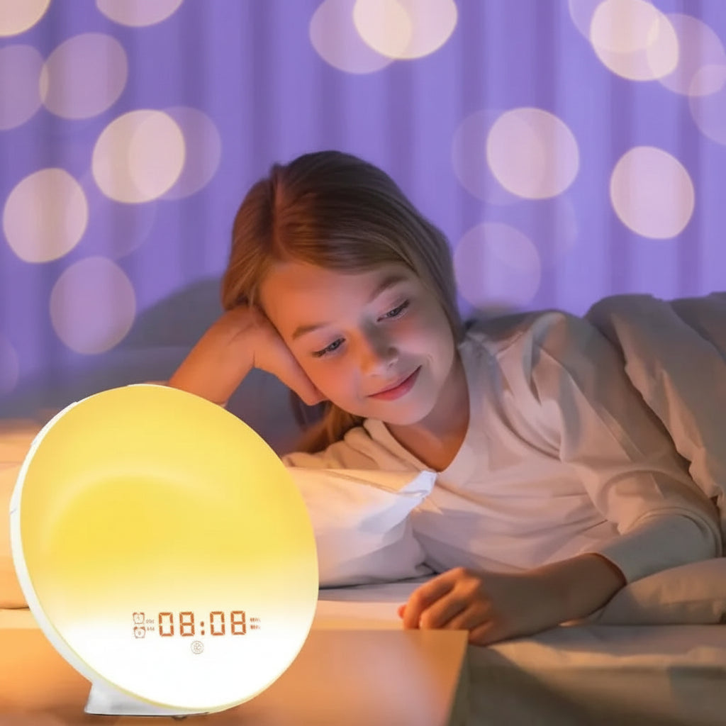 Réveil Lumineux Éducatif - Simulateur de Lever du Soleil et Veilleuse