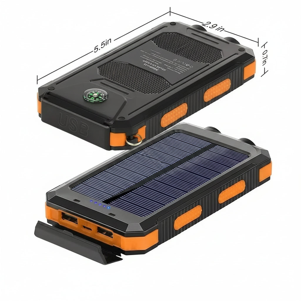 Batterie Externe Solaire 10 000 mAh – Étanche & Antichoc