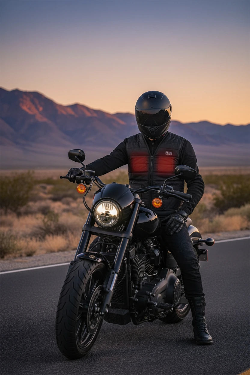 Beheizbare ärmellose Weste mit V-Ausschnitt (Motorrad & Outdoor) — Thermoschutz für Motorradfahrer