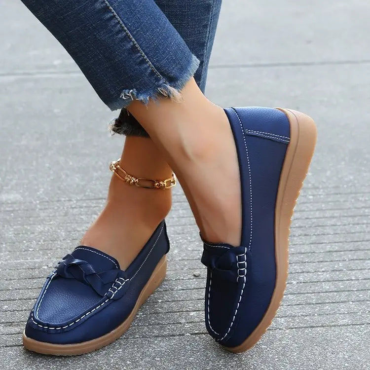 Mocassins de marche en cuir souple pour femmes