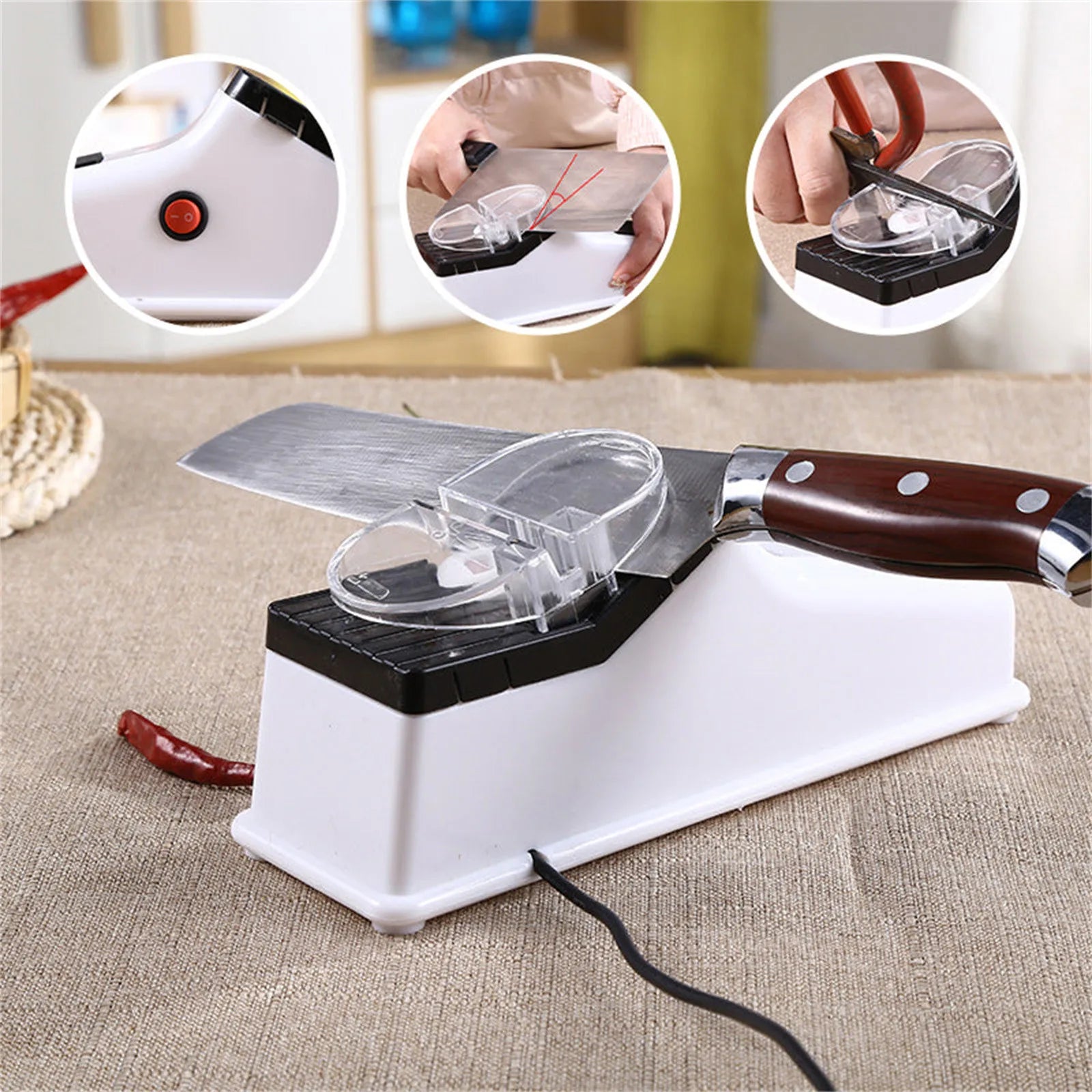 Aiguiseur de Couteaux Électrique – Rechargeable USB & Multi-Lames