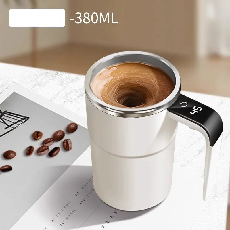 Mug à café rechargeable et auto-mélangeur – Mélangeur électrique portable en acier inoxydable avec rotation magnétique