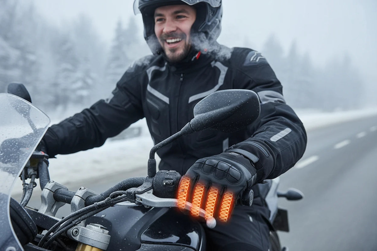 Elektrische beheizbare Touchscreen-Handschuhe für Motorrad, Ski & Fahrrad - Schnelles Aufheizen, 3 Stufen