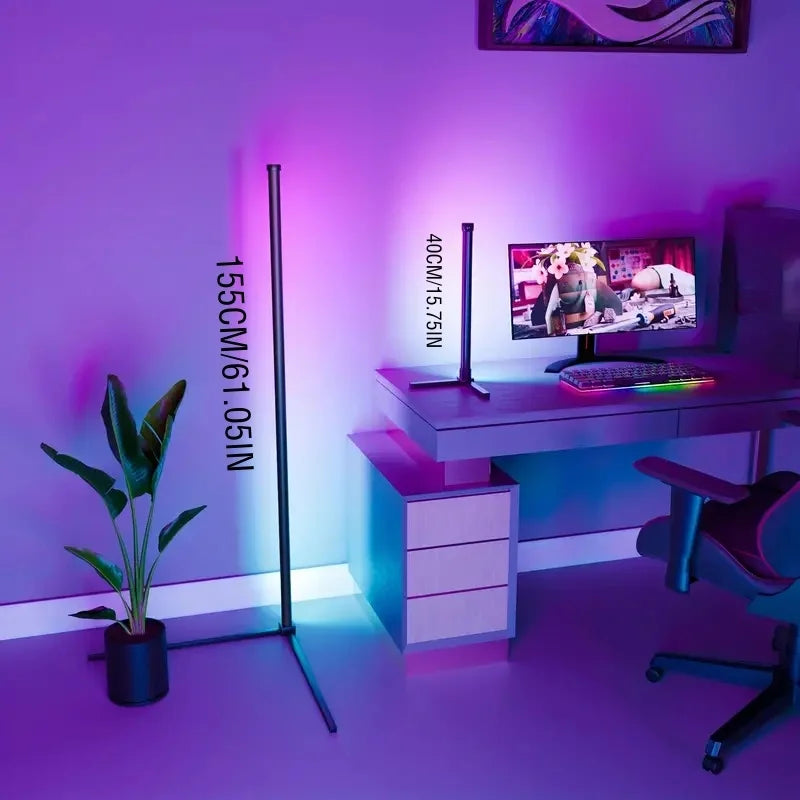 Lampadaire LED d'Angle RGB Smart — Éclairage d'Ambiance Synchronisation Musique & Contrôle Application (Salon, Chambre, Gaming)