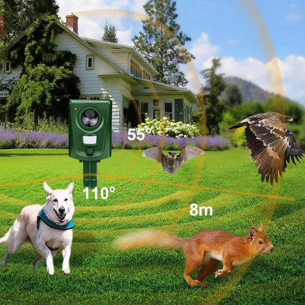 Répulsif Solaire à Ultrasons pour Animaux – Protection de Jardin