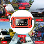 Chargeur de Batterie Intelligent 12V 6A – Pour Voiture, Moto et Bateau avec Protections Automatiques et Écran LCD