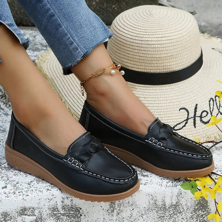 Mocassins de marche en cuir souple pour femmes