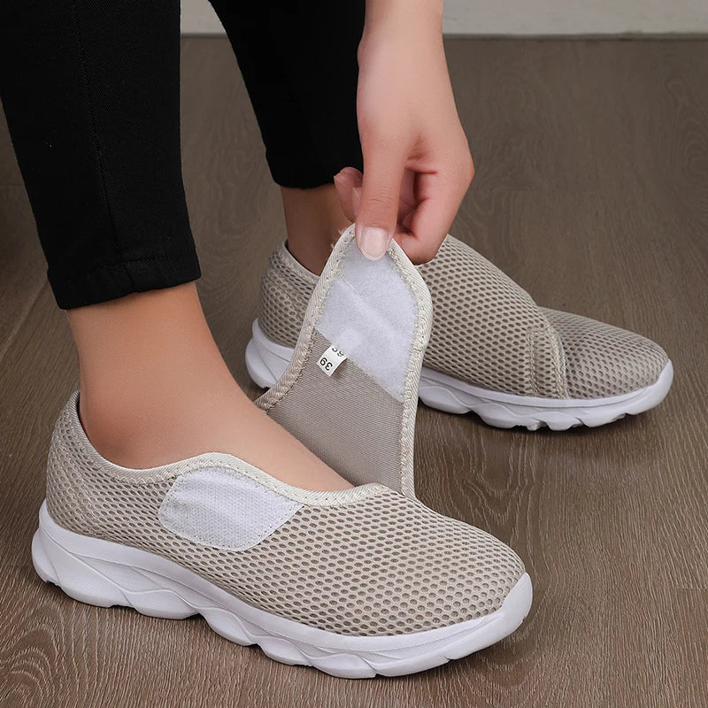 Chaussures Ergonomiques Confort Pieds Larges & Sensibles — Maille Respirante & Fermeture À Scratch Ajustable