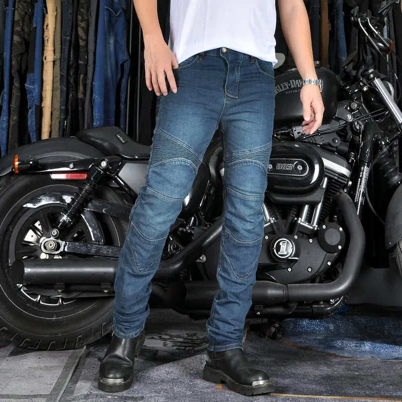 🏍️ Reinforced Anti-Fall Motorcycle Jeans — Riding Pants with CE Protections (All Seasons)