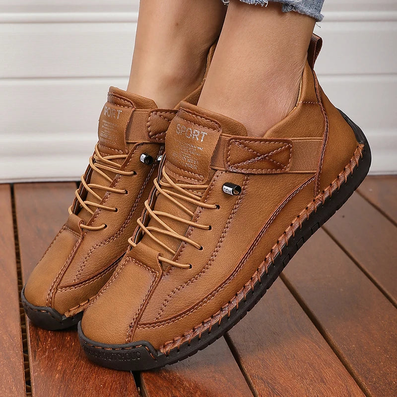 Baskets confortables pour femmes | Semelle amortissante et ajustement par sangle velcro réglable | Chaussures de marche légères et respirantes faciles à enfiler. Style moderne.