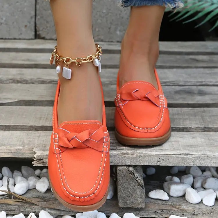 Mocassins de marche en cuir souple pour femmes