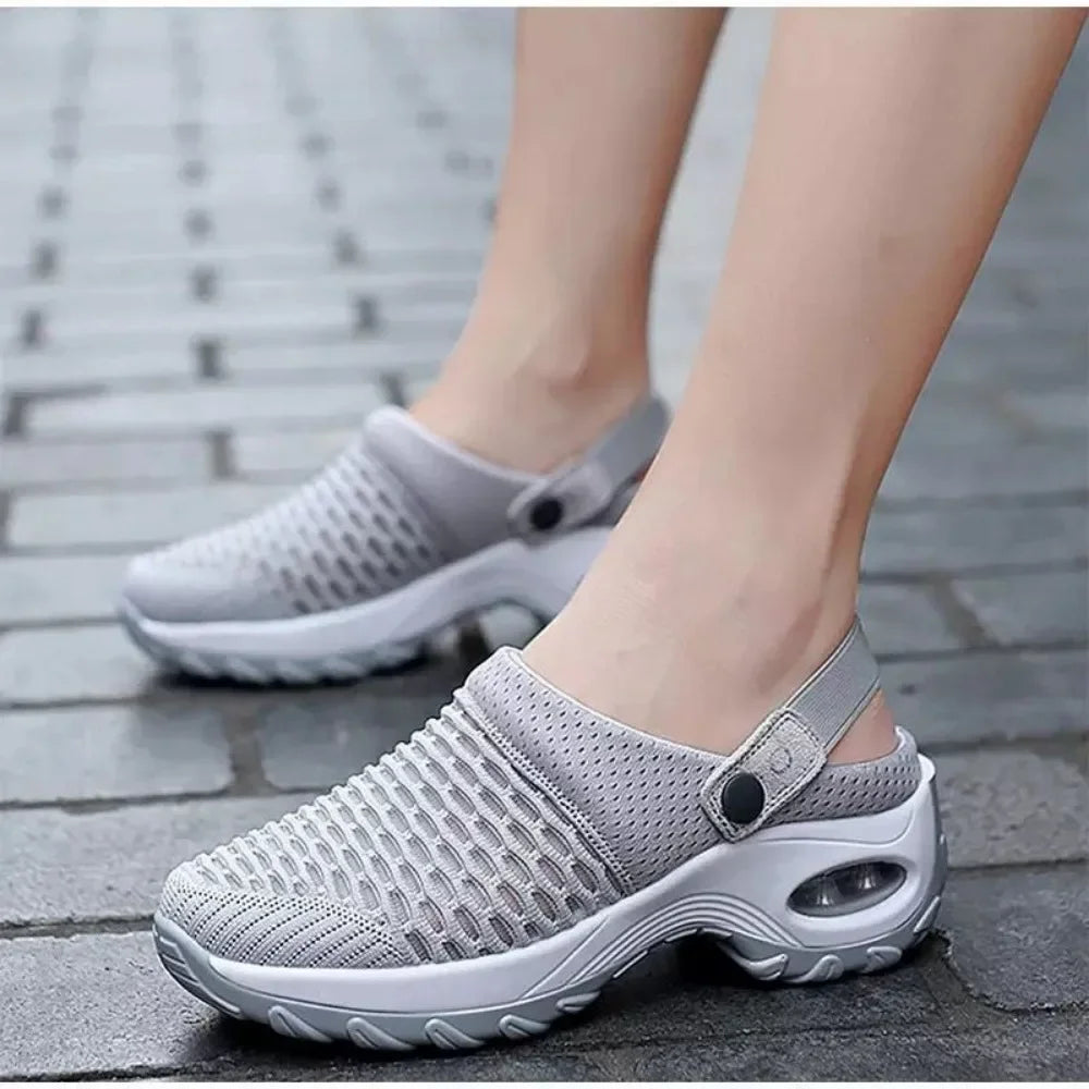 Sabots confortables pour femmes | Semelle épaisse amortissante avec coussin d'air au talon et tige en maille respirante. Modèle léger et facile à enfiler pour l'été