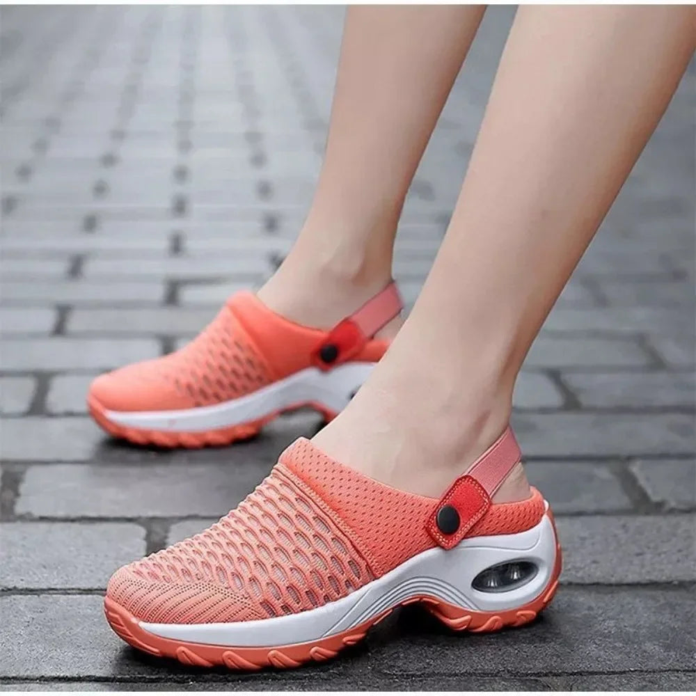 Sabots confortables pour femmes | Semelle épaisse amortissante avec coussin d'air au talon et tige en maille respirante. Modèle léger et facile à enfiler pour l'été