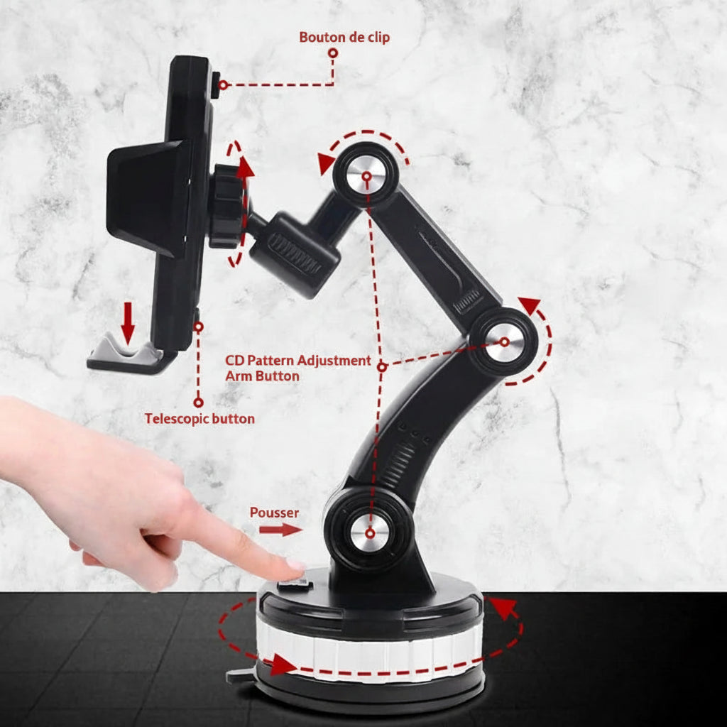 Support de téléphone pour voiture avec Ventouse puissante | Rotation à 360°