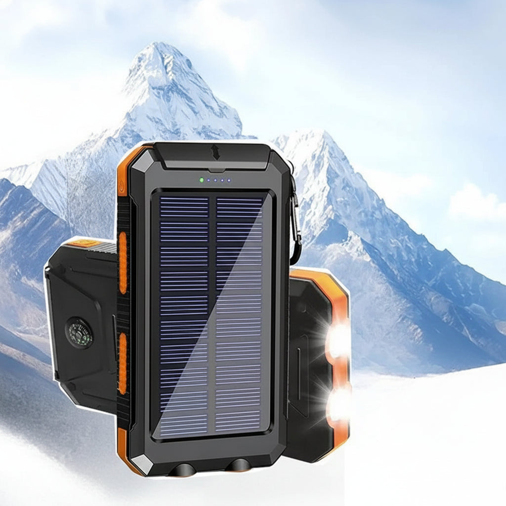Batterie Externe Solaire 10 000 mAh – Étanche & Antichoc