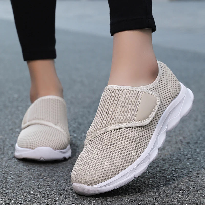 Chaussures Ergonomiques Confort Pieds Larges & Sensibles — Maille Respirante & Fermeture À Scratch Ajustable