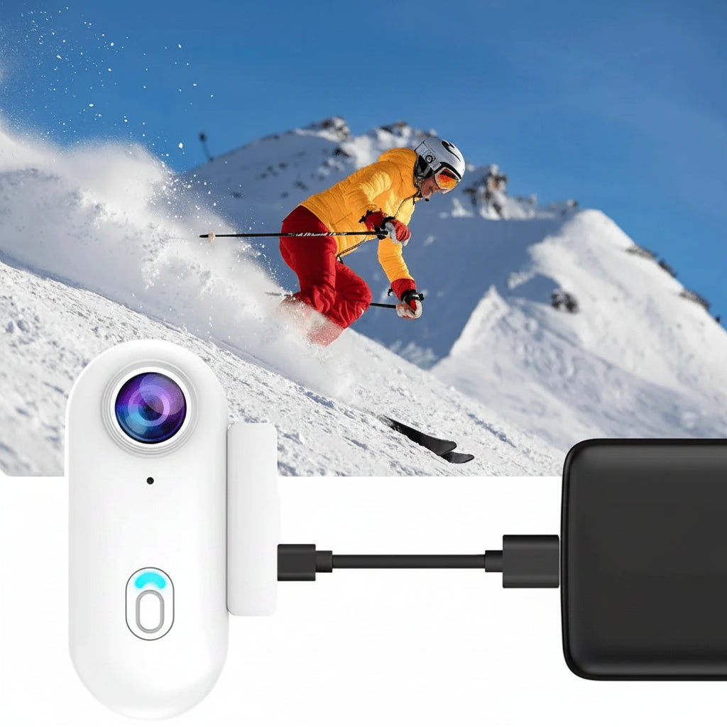 Mini Caméra de Sport  Ultra-Compacte – Étanche 30m, Connexion WiFi et Fixation Magnétique Mains Libres