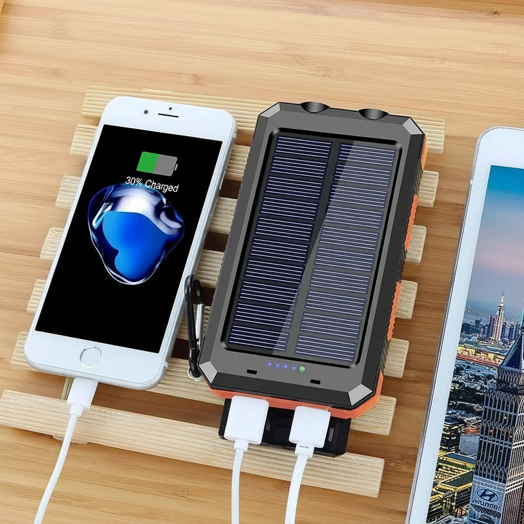 Batterie Externe Solaire 10 000 mAh – Étanche & Antichoc