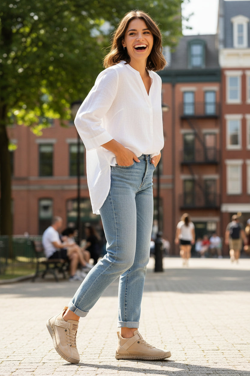 Baskets confortables pour femmes | Semelle amortissante et ajustement par sangle velcro réglable | Chaussures de marche légères et respirantes faciles à enfiler. Style moderne.