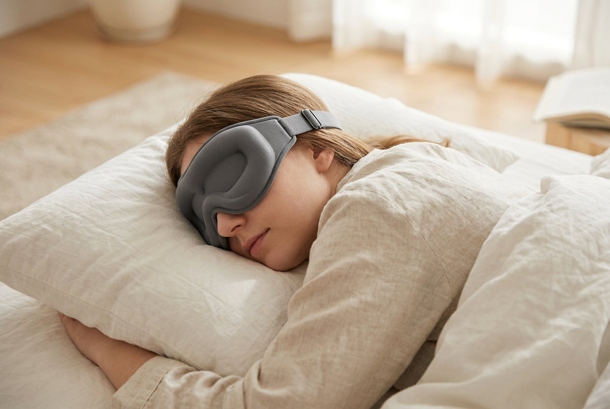 Ergonomische 3D-Schlafmaske — Memory-Schaum & totale Verdunkelung