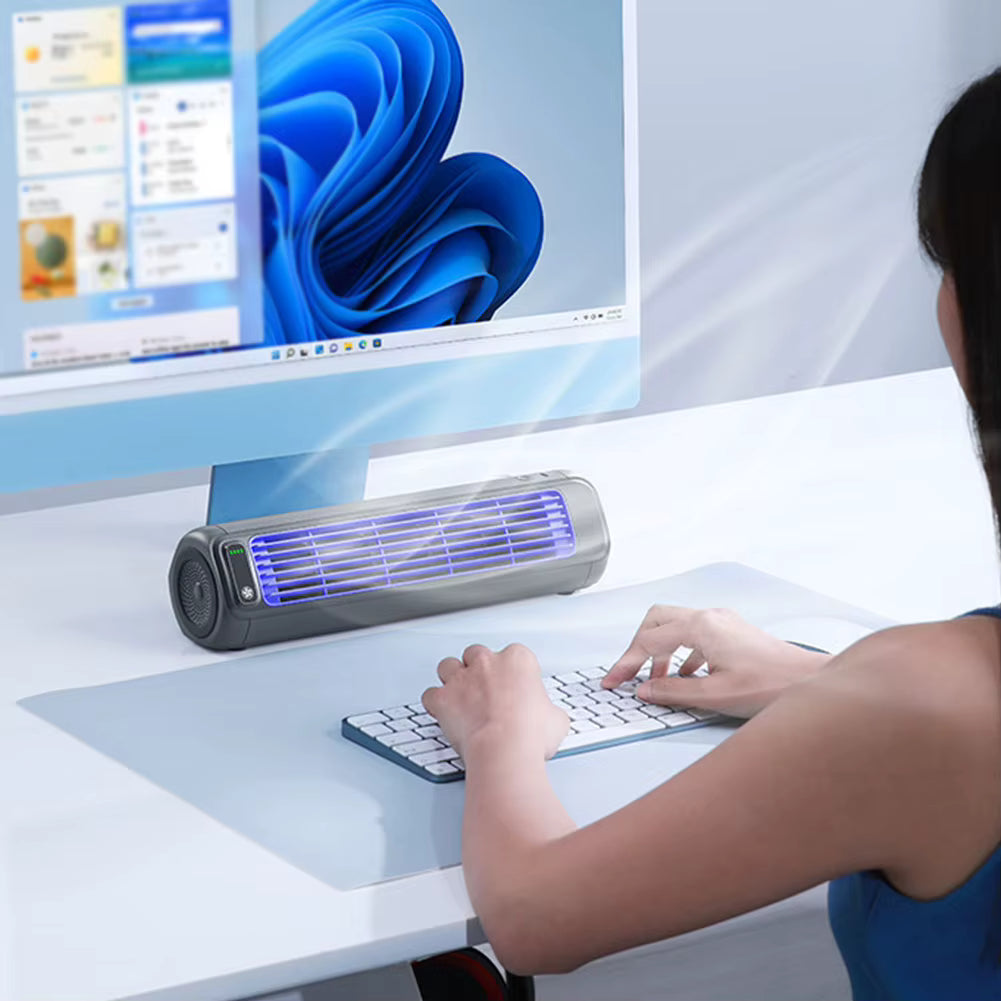 Ventilateur Compact Sans Fil 2-en-1 – Fixation Murale ou Posé avec 3 Vitesses et Mode Silencieux