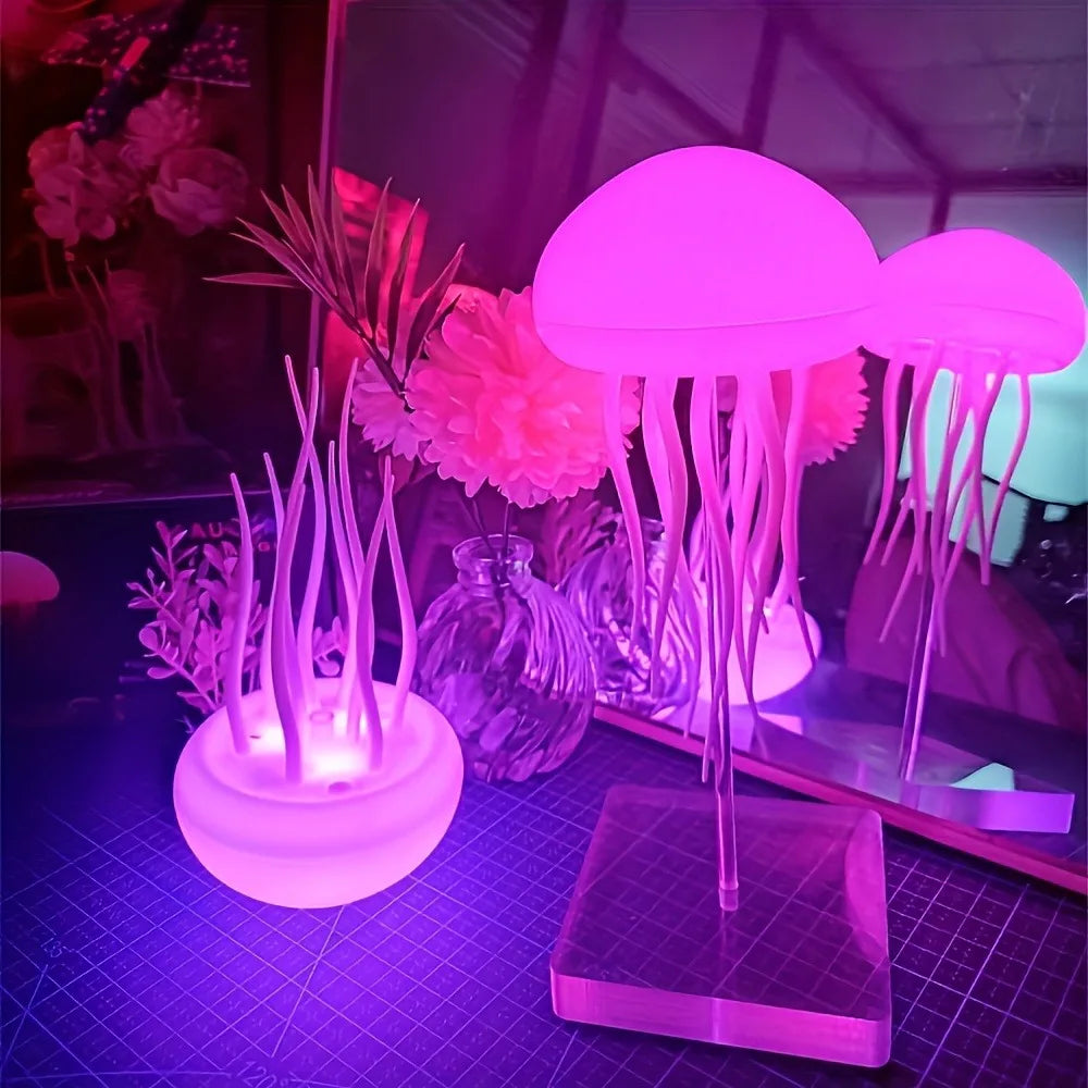 Lampe LED Méduse – Veilleuse RVB à commande vocale à changement de couleur