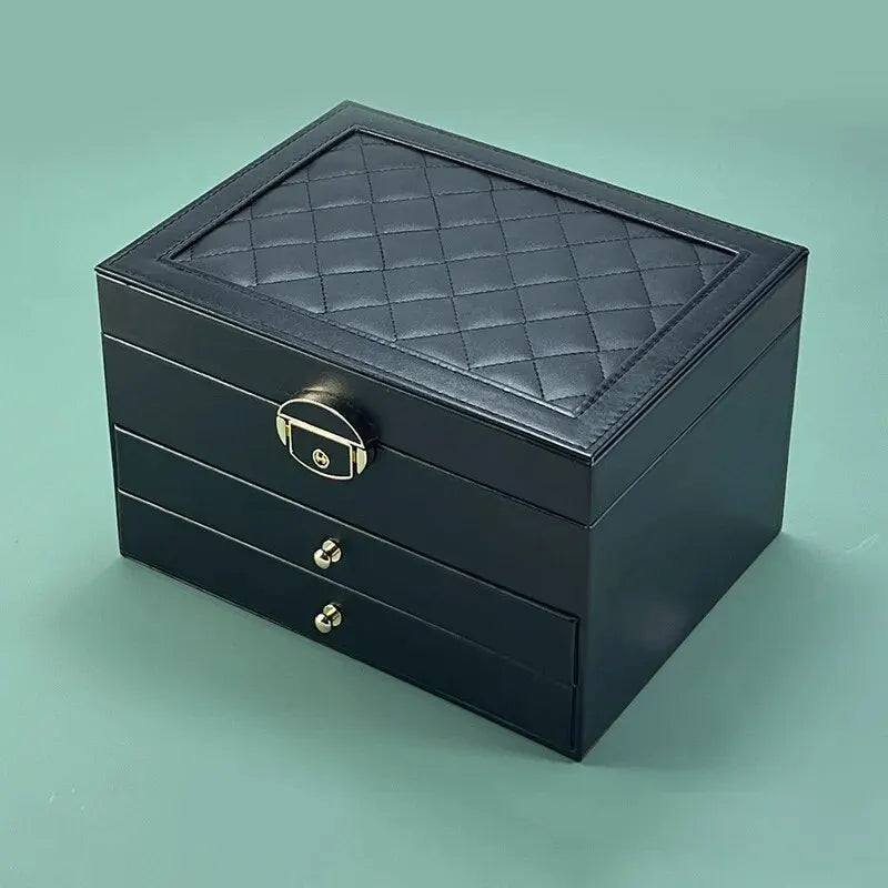 Boîte à bijoux en cuir multicouche