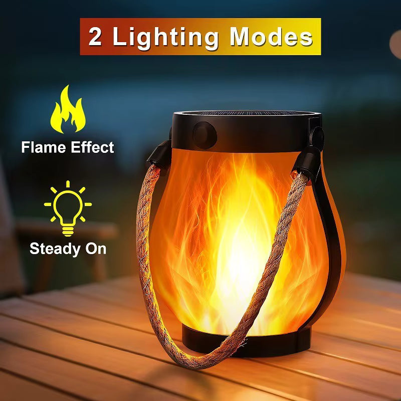 Lanterne Solaire de Jardin Effet Flamme – Lampe d'Ambiance Extérieure Étanche, Recharge Solaire